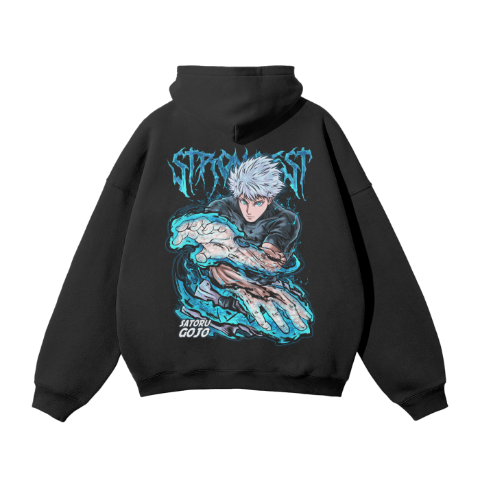 “STRONGEST”  Oversized Solid Color Fleece Hoodie