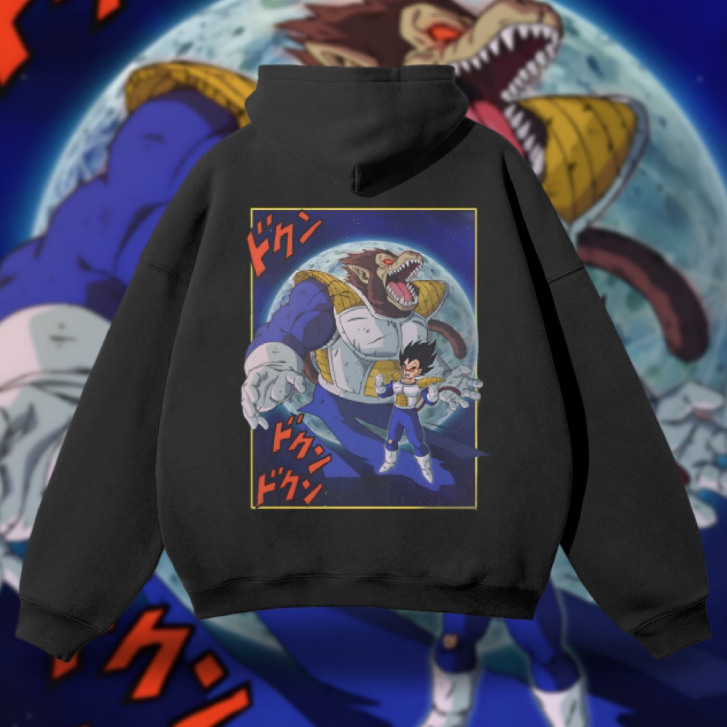 “GREAT APE PRINCE” Oversized Solid Color Fleece Hoodie