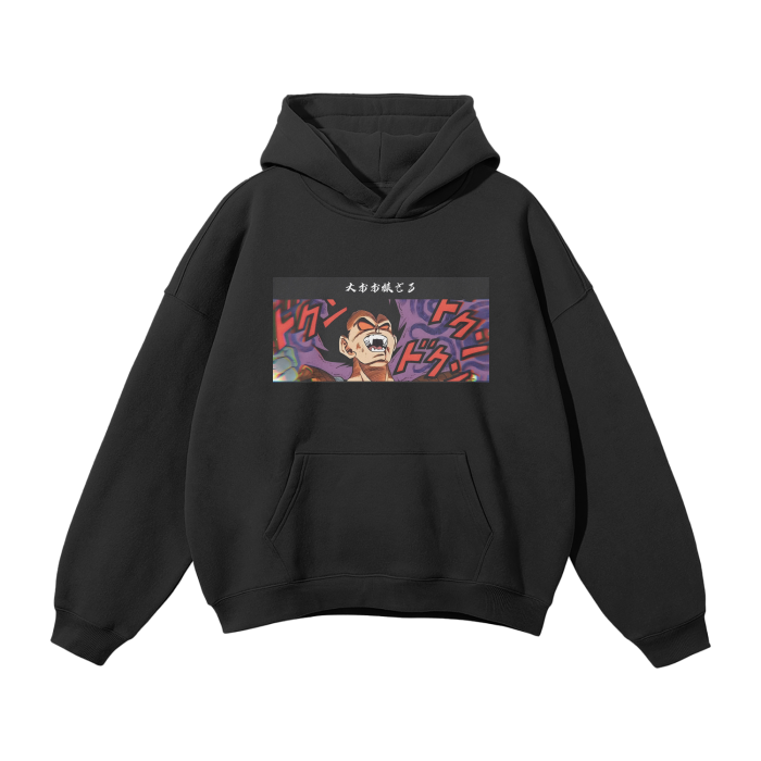 “GREAT APE PRINCE” Oversized Solid Color Fleece Hoodie