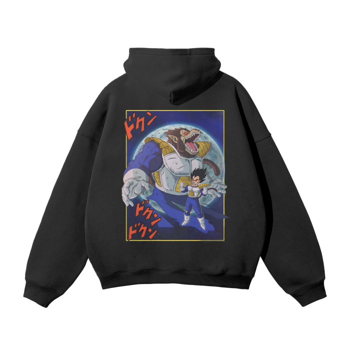 “GREAT APE PRINCE” Oversized Solid Color Fleece Hoodie